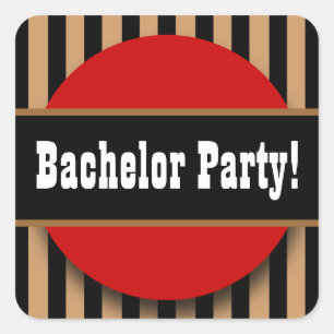 BACHELOR PARTIJ IN BLACK TAN RED B04 VIERKANTE STICKER