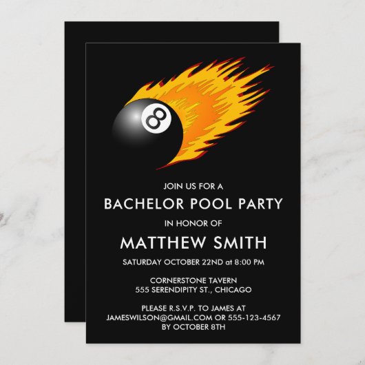 Bachelor Party 8 Ball Pool Billards Kaart (Voorkant / Achterkant)