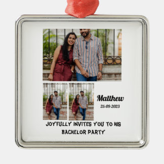 Bachelor Party, aangepast 3 Foto collage Metalen Ornament