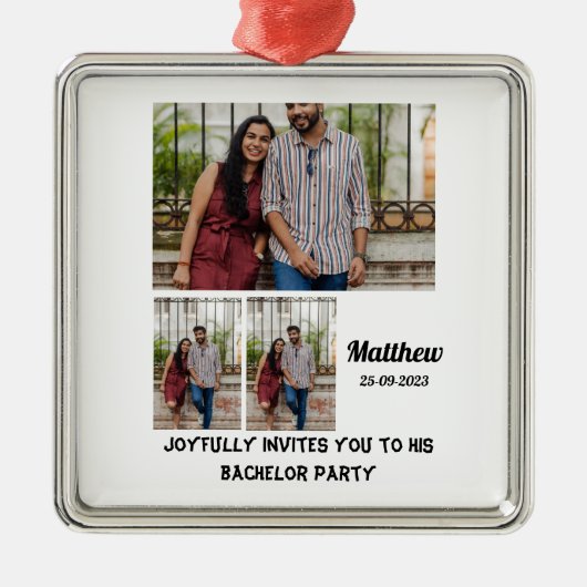 Bachelor Party, aangepast 3 Foto collage Metalen Ornament (Voorkant)