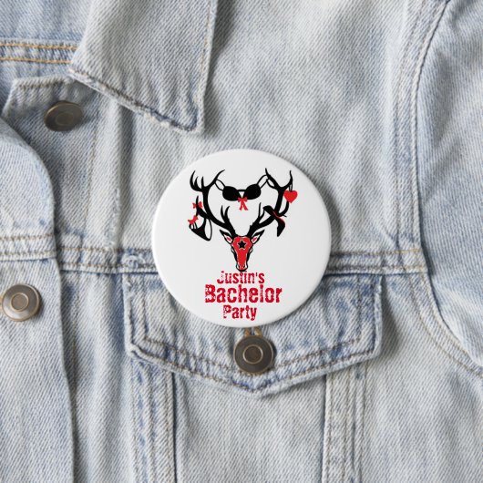 Bachelor Party Antler Pin Ronde Button 7,6 Cm (In situ)