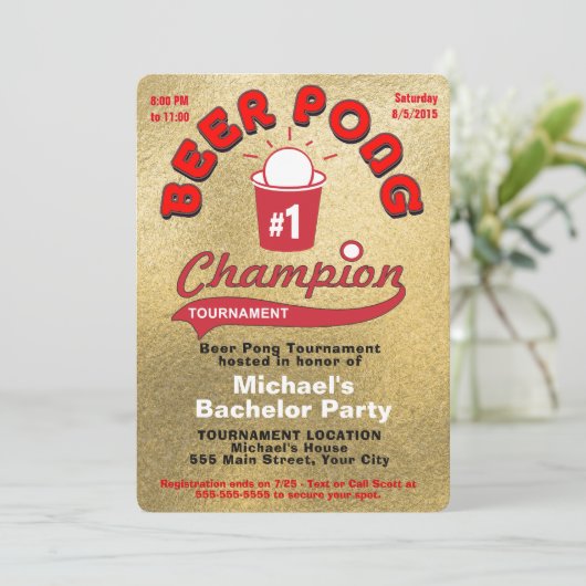 Bachelor Party Beer Pong Kaart (Staand voorkant)