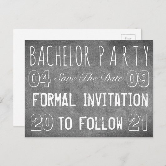 Bachelor Party bewaart de datum-alkbordstijl Aankondigingskaart (Voorkant / Achterkant)