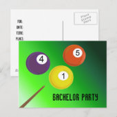 Bachelor Party Billiard Balls Uitnodiging Briefkaart (Voorkant / Achterkant)