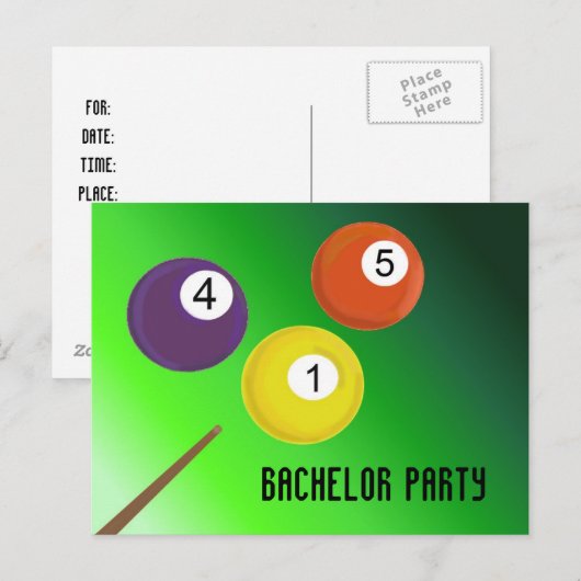 Bachelor Party Billiard Balls Uitnodiging Briefkaart (Voorkant / Achterkant)