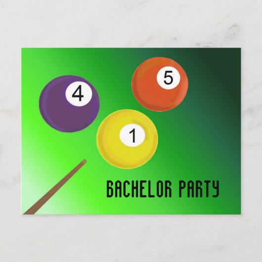 Bachelor Party Billiard Balls Uitnodiging Briefkaart (Voorkant)