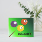 Bachelor Party Billiard Balls Uitnodiging Briefkaart (Staand voorkant)