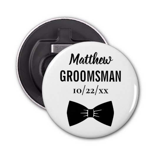 Bachelor Party Black Bow Stropdas Button Flesopener (Voorkant)