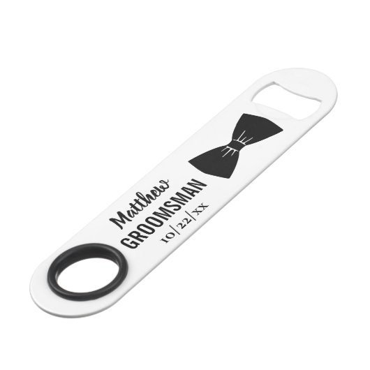 Bachelor Party Black Bow Stropdas Speed Flessenopener (Voorkant Gekanteld)