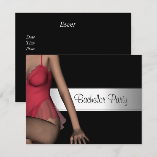 Bachelor Party Black Silver Girl Kaart (Voorkant / Achterkant)