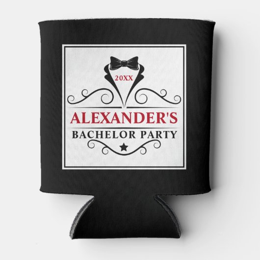 Bachelor Party Black Tie Rood of Kies Tekstkleur Blikjeskoeler (Voorkant)