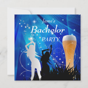 Bachelor Party Blue White Beer Glass Girls Kaart