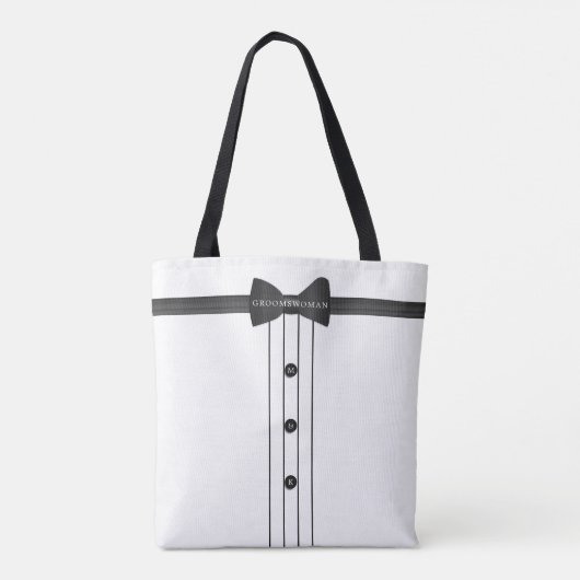 Bachelor Party Bow Stropdas Groomsoman Wedding Tote Bag (Achterkant)