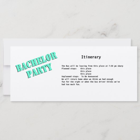 Bachelor Party Bus Pas Kaart (Achterkant)