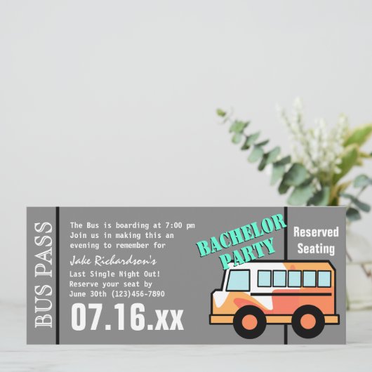 Bachelor Party Bus Pas Oranje Kaart (Staand voorkant)
