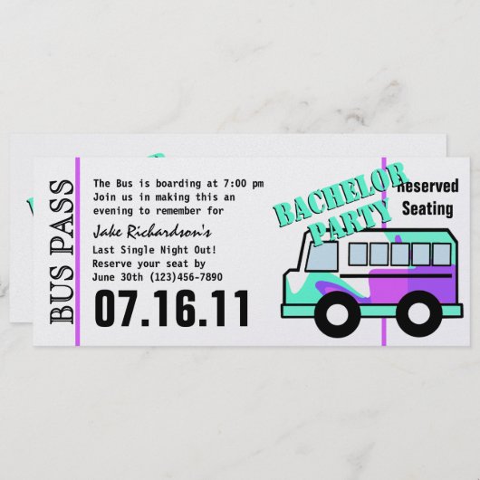 Bachelor Party-bus Programmakaart (Voorkant / Achterkant)