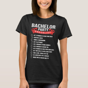 Bachelor Party Checklist for Wedparty Party Mannen T-shirt