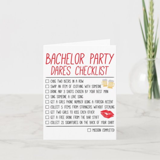 Bachelor Party Checklist Grappige Bruiloftsbruideg Kaart (Voorkant)