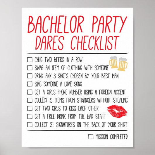 Bachelor Party Checklist Grappige Bruiloftsbruideg Poster (Voorkant)