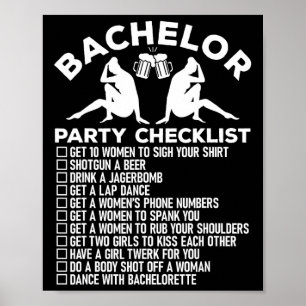 Bachelor Party Checklist Grappige Groomsmen Groom Poster