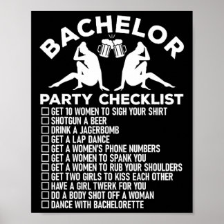 Bachelor Party Checklist Grappige Groomsmen Groom  Poster