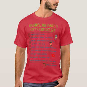 Bachelor Party Checklist Grooms Stag Night Fun Dar T-shirt