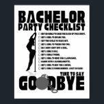 Bachelor Party Checklist Stag Groom Gag Mannen Poster<br><div class="desc">Bachelor Party Checklist Stag Groom Gag Mannen</div>