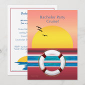 Bachelor Party Cruise Invitation - Sunset Design Kaart (Voorkant / Achterkant)