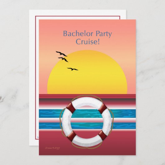 Bachelor Party Cruise Invitation - Sunset Design Kaart (Voorkant / Achterkant)