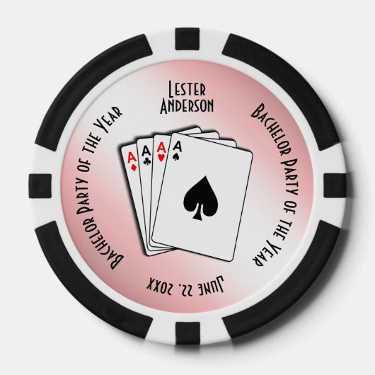 Bachelor Party Custom Memento Blush Touch Poker Chips (Voorkant)