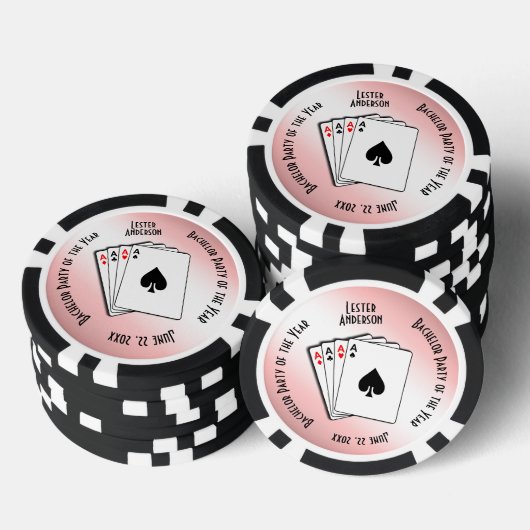 Bachelor Party Custom Memento Blush Touch Poker Chips (Opstapeling)