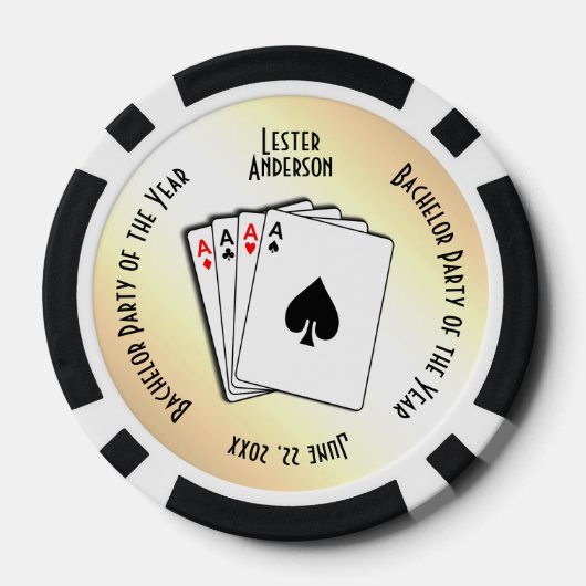 Bachelor Party Custom Memento Geel Touch Poker Chips (Achterkant)