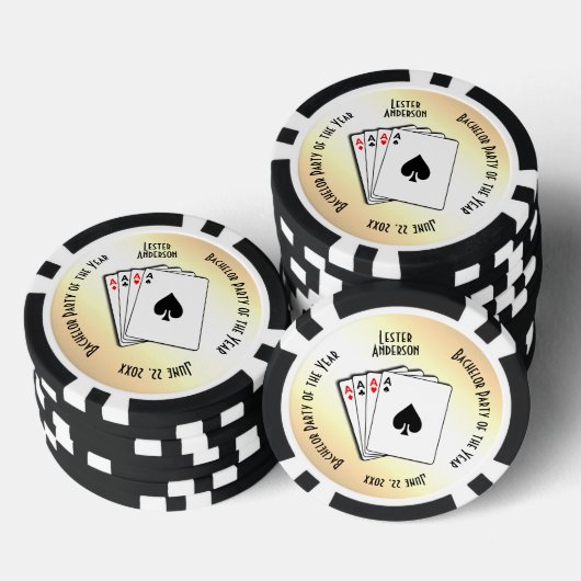 Bachelor Party Custom Memento Geel Touch Poker Chips (Opstapeling)