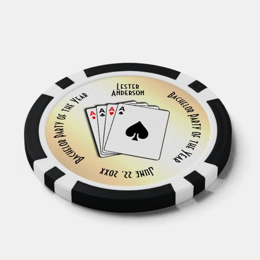 Bachelor Party Custom Memento Geel Touch Poker Chips (Enkel)