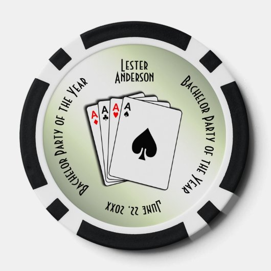 Bachelor Party Custom Memento Green Touch Poker Chips (Achterkant)