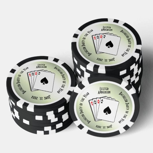 Bachelor Party Custom Memento Green Touch Poker Chips (Opstapeling)