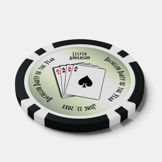Bachelor Party Custom Memento Green Touch Poker Chips (Enkel)