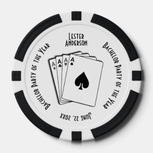 Bachelor Party Custom Memento Zwart-wit Poker Chips
