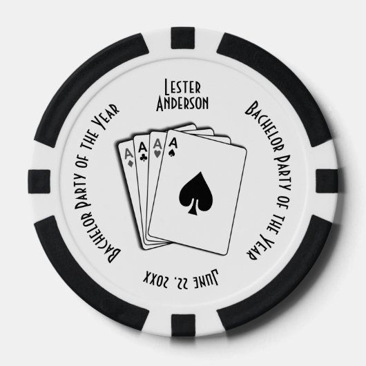 Bachelor Party Custom Memento Zwart-wit Poker Chips (Voorkant)
