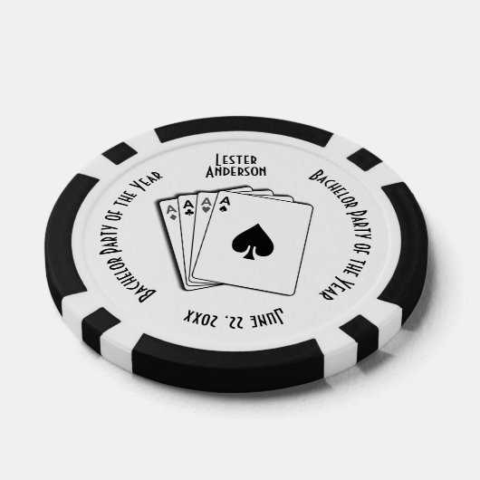 Bachelor Party Custom Memento Zwart-wit Poker Chips (Enkel)