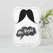 Bachelor Party De Mr. Right Snorhaar Retro Hipster Kaart (Staand voorkant)