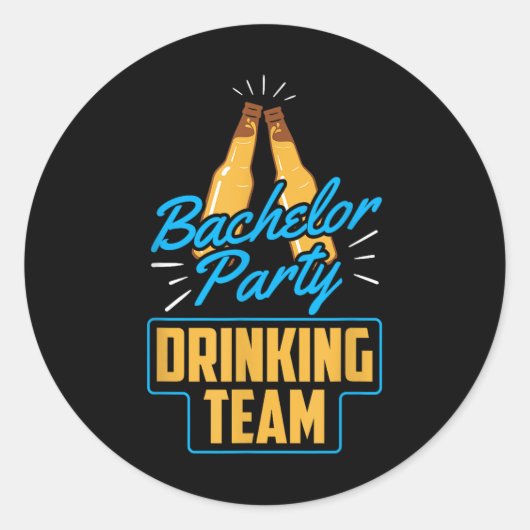 Bachelor Party Drankteam Bruidegom Bruid  Ronde Sticker (Voorkant)