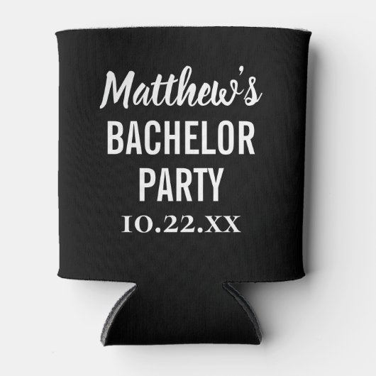 Bachelor Party Favor Modern Typography Beer Blikjeskoeler (Voorkant)