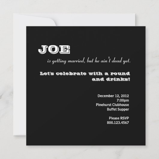 Bachelor Party Golf - Nog niet dood! Kaart (Achterkant)