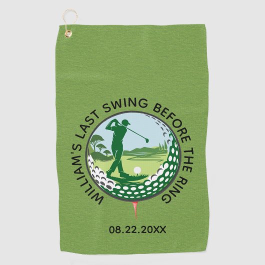 Bachelor Party Golfer Naam Laatste Swing Golf Hand Golfhanddoek (Voorkant)