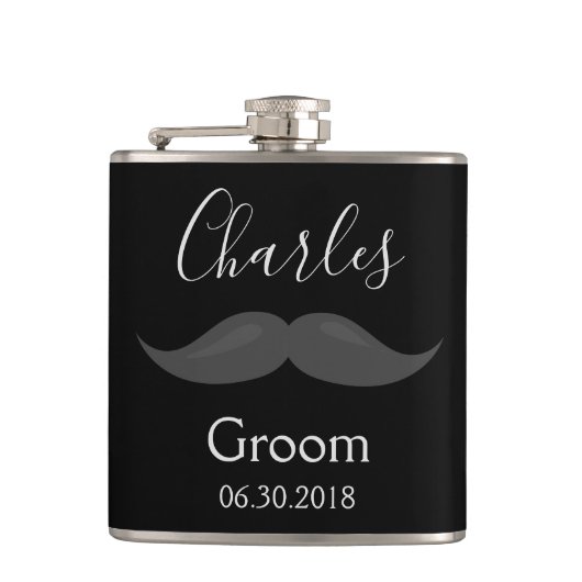 Bachelor party Groom Flask Mustache Heupfles (Voorkant)
