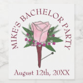 Bachelor Party Groom Roos Boutonniere Wedding Wijn Etiket (Enkel label)