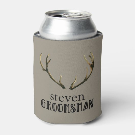 Bachelor Party Groomsman Antlers Coozie Bier Kan (Blikje Voorkant)