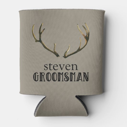 Bachelor Party Groomsman Antlers Coozie Bier Kan (Voorkant)