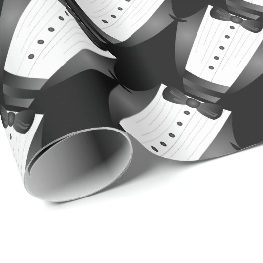 Bachelor Party Groomsman Team Groom zwarte tuxedo Cadeaupapier (Rol Hoek)